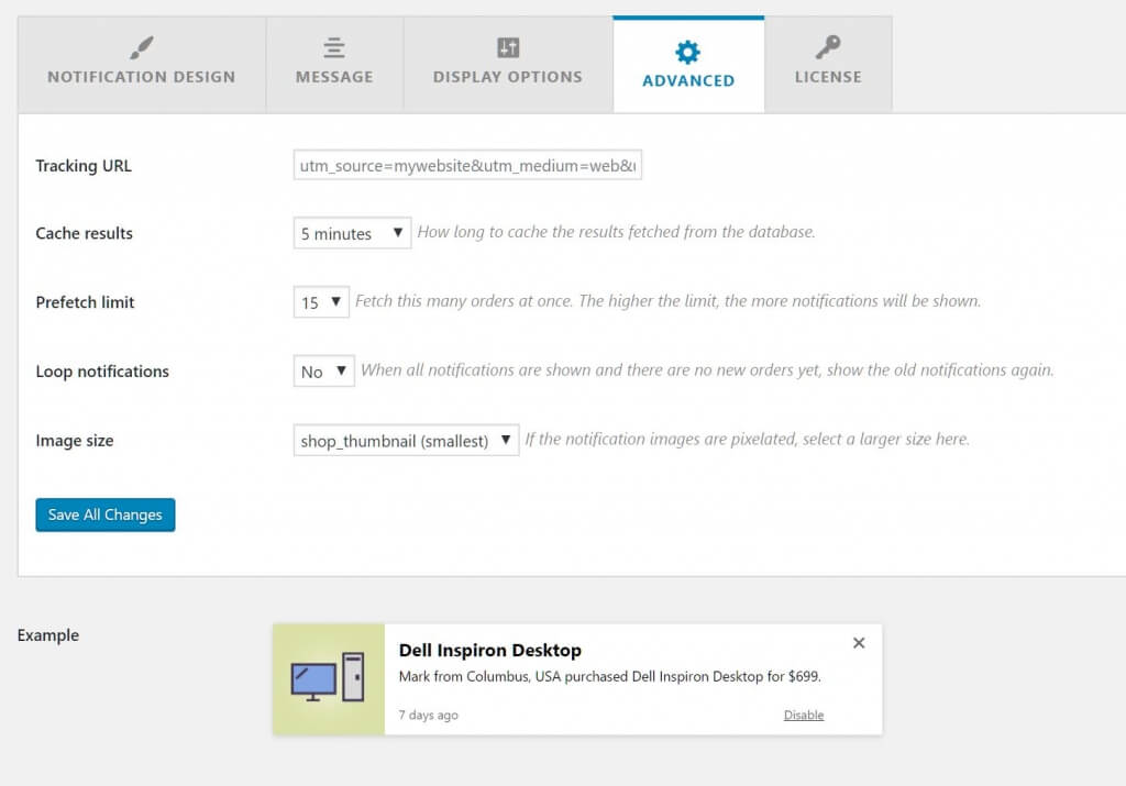 Woobought advanced settings