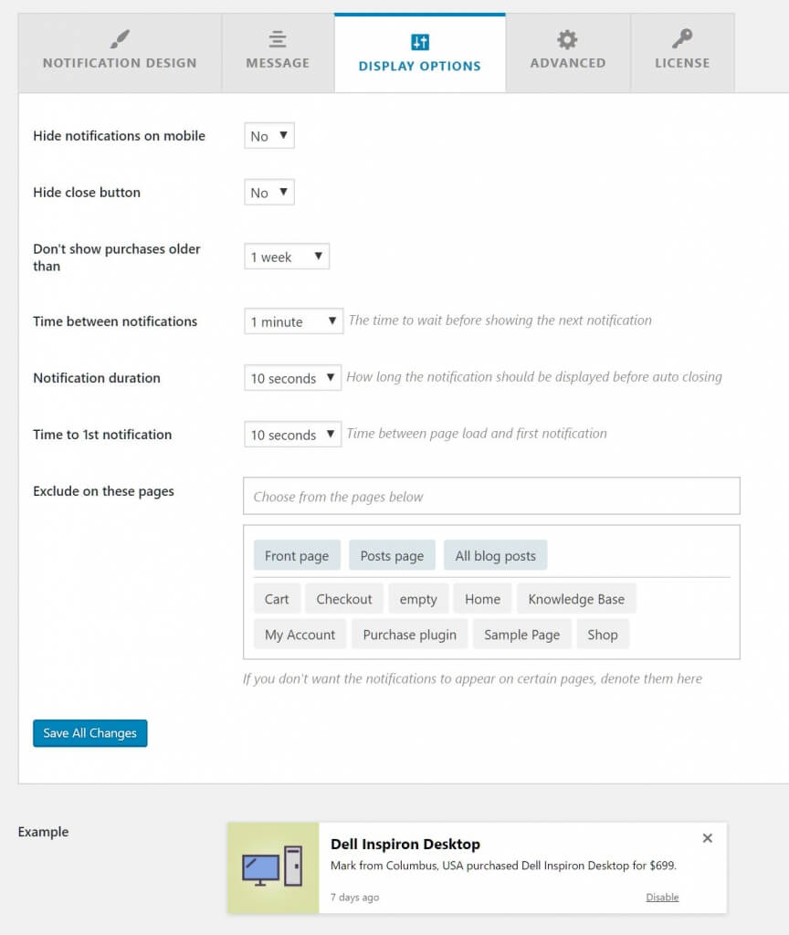 Woobought display settings