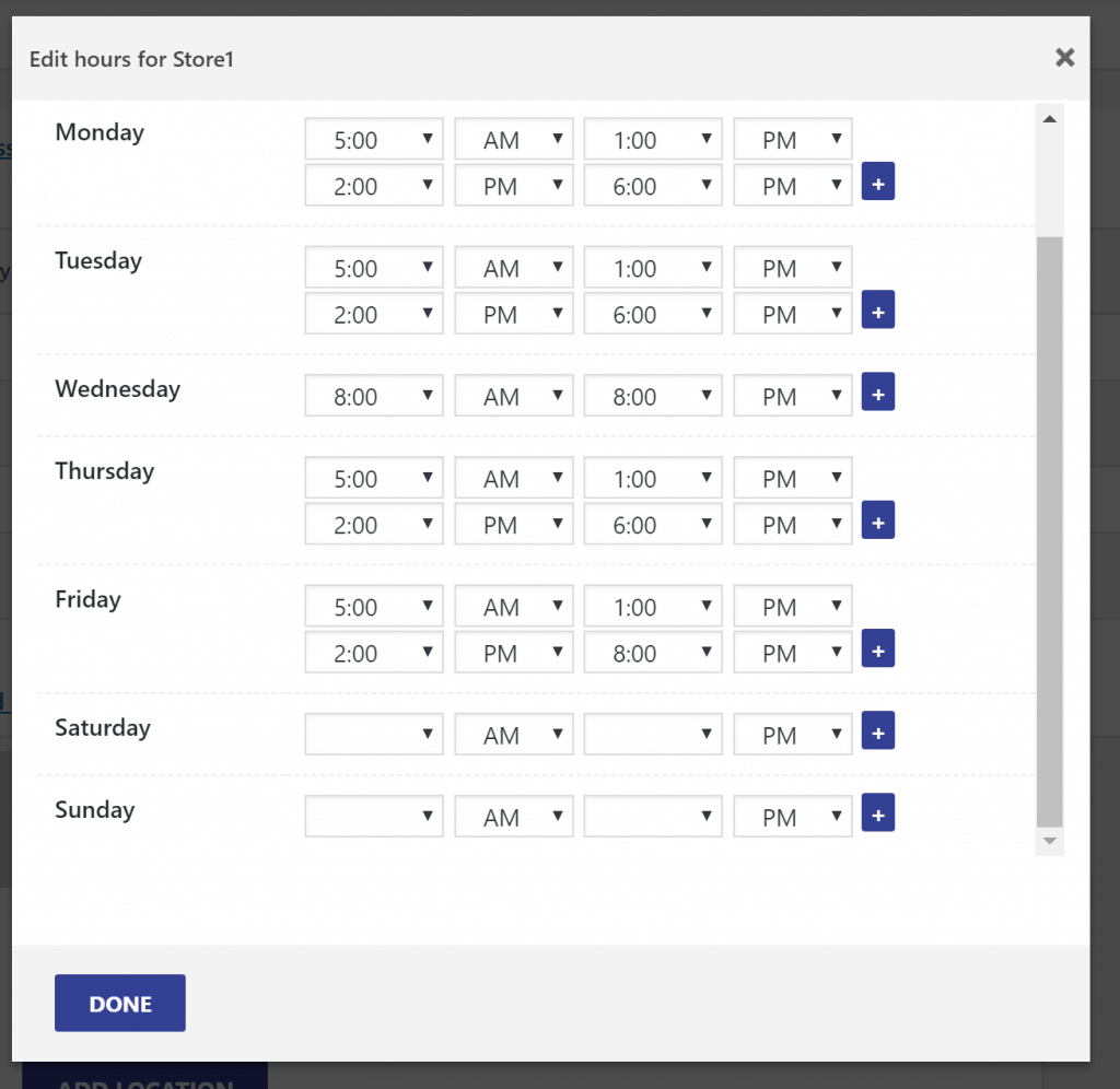 Setting the opening hours in Business Hours Indicator