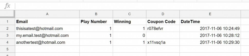 Google sheets final result
