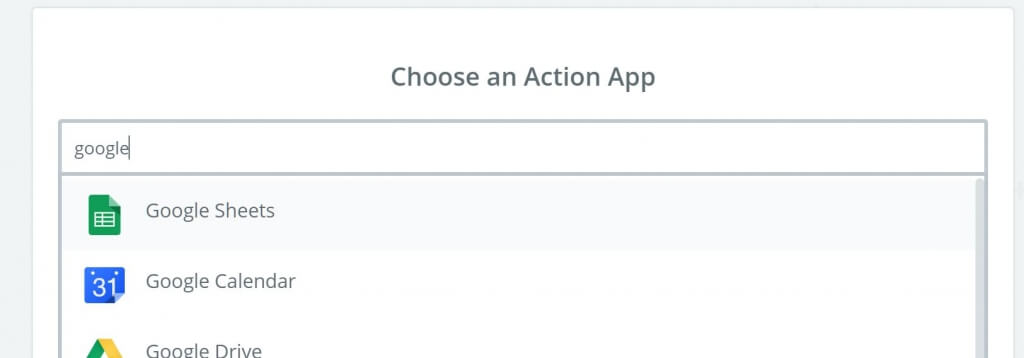 Select Google Sheets in the zap