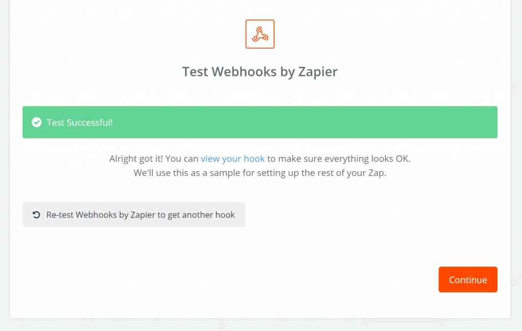 Testing the webhook is completed