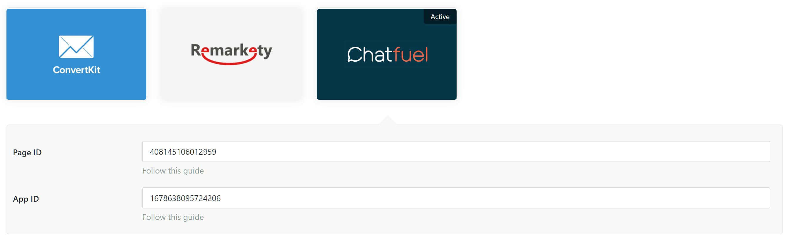 Your chatfuel settings in WP Optin Wheel