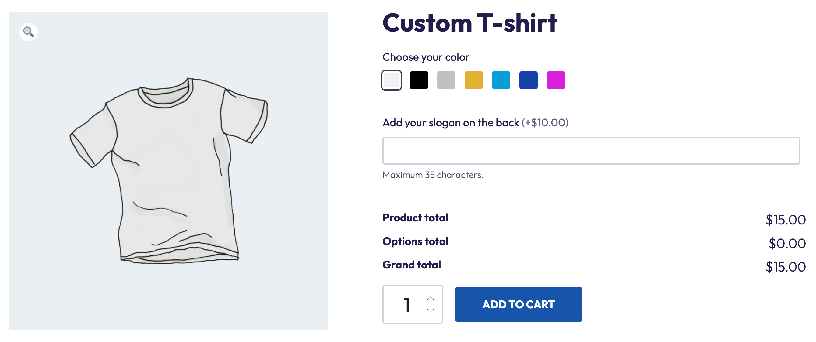 Pricing summary example