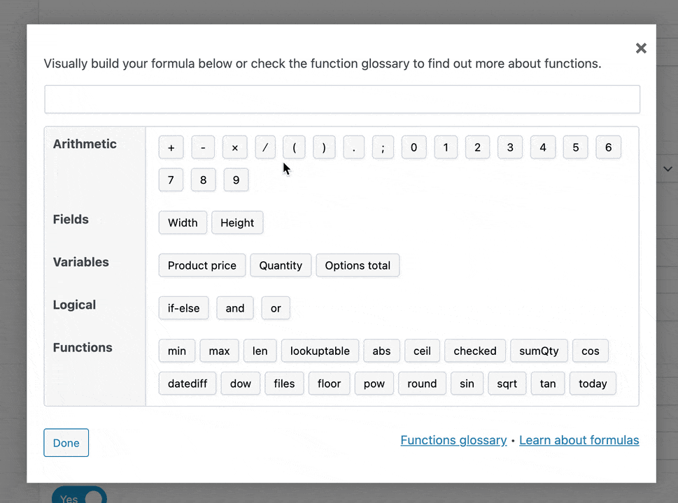 Using the formula helper in APF