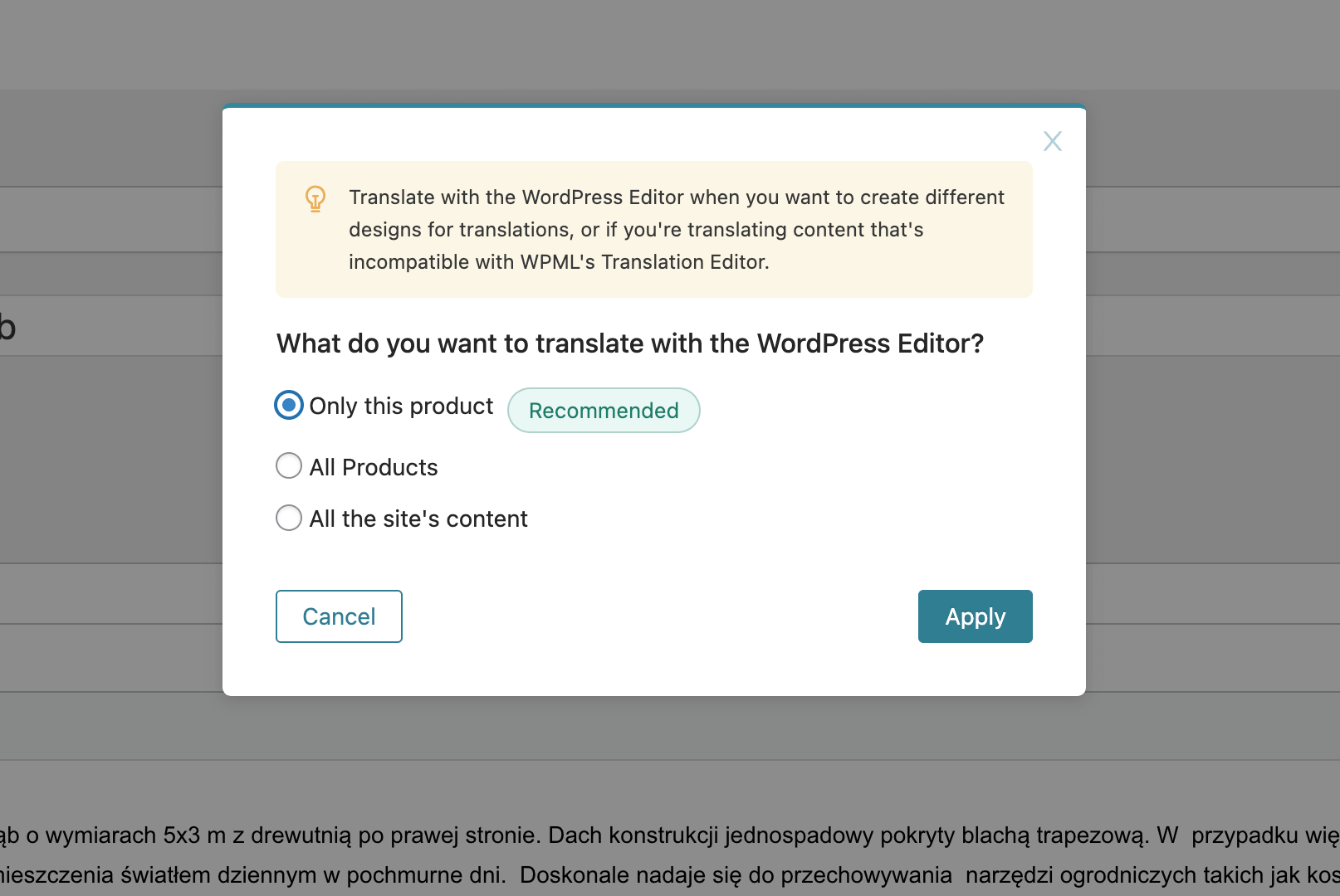 WPML translation editor warning