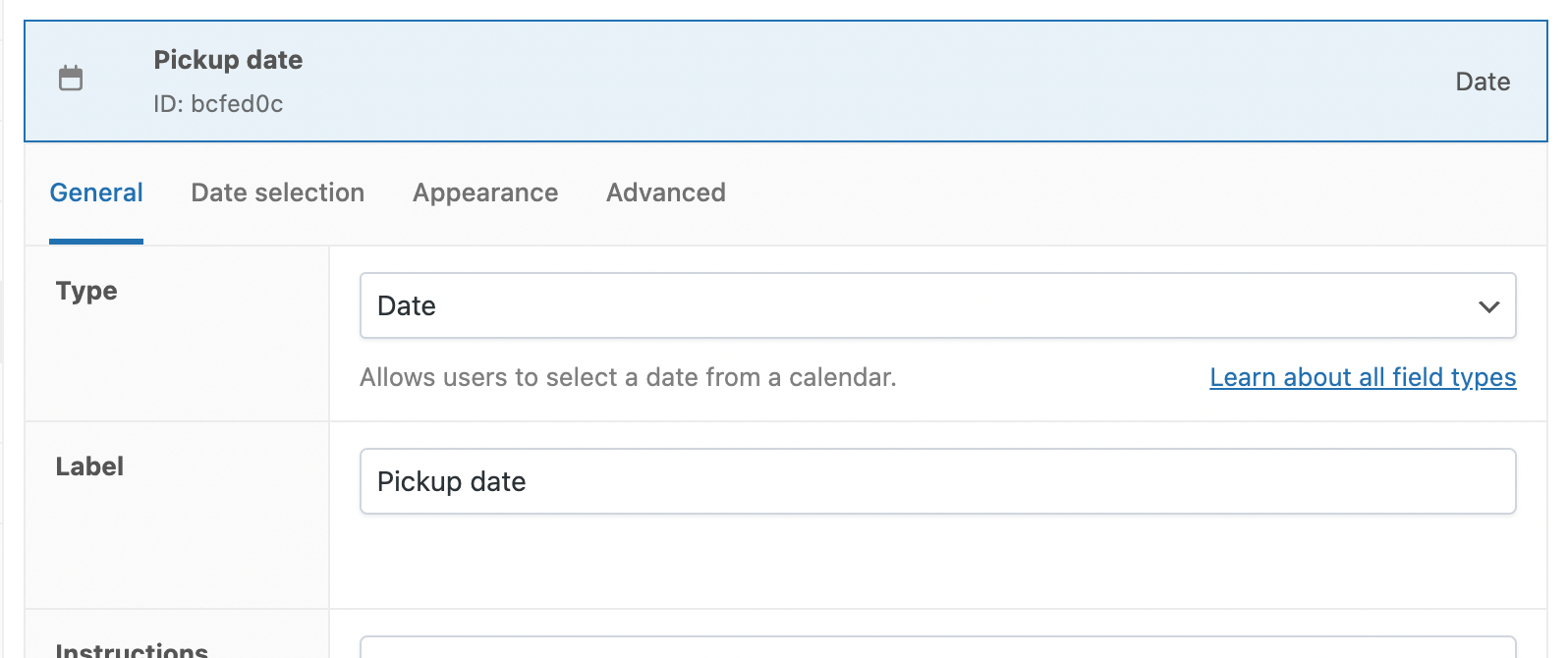 Backend settings in WooCommerce for the date picker field