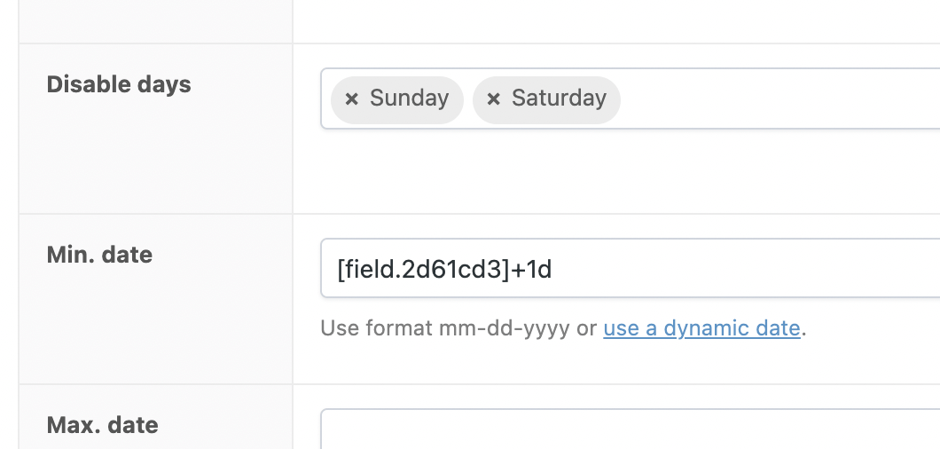 Set a dynamic minimum or maximum selectable date for your calendar field.