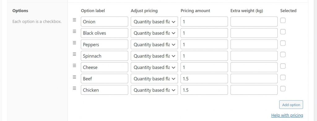 Add pricing to your options in APF