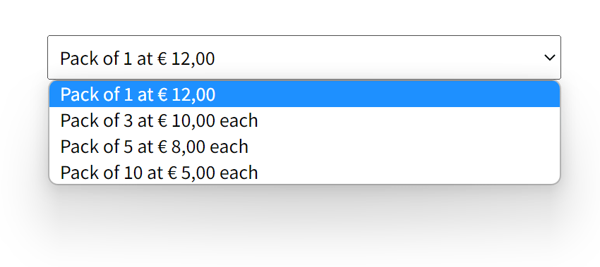 A dropdown as quantity selector