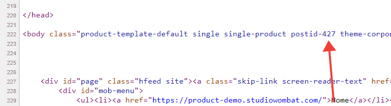 Find the WooCommerce product ID in the source code