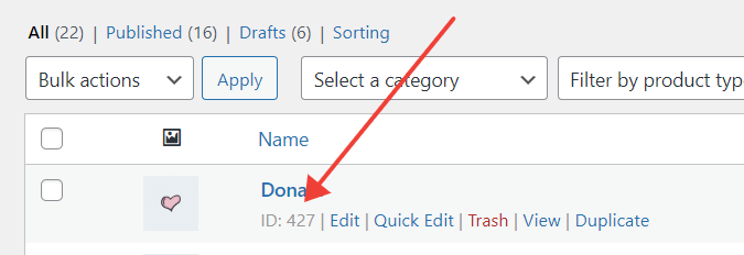 Finding the product ID in WooCommerce