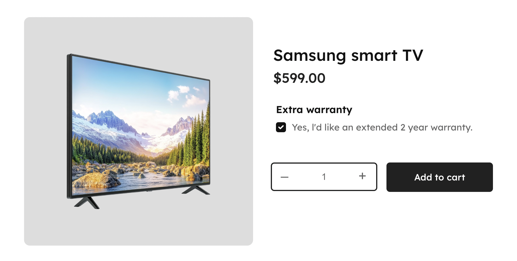 Example of a checkbox on the WooCommerce product page