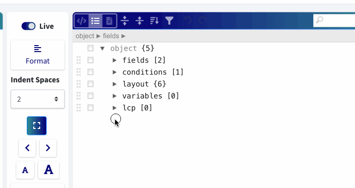 Example of editing JSON online