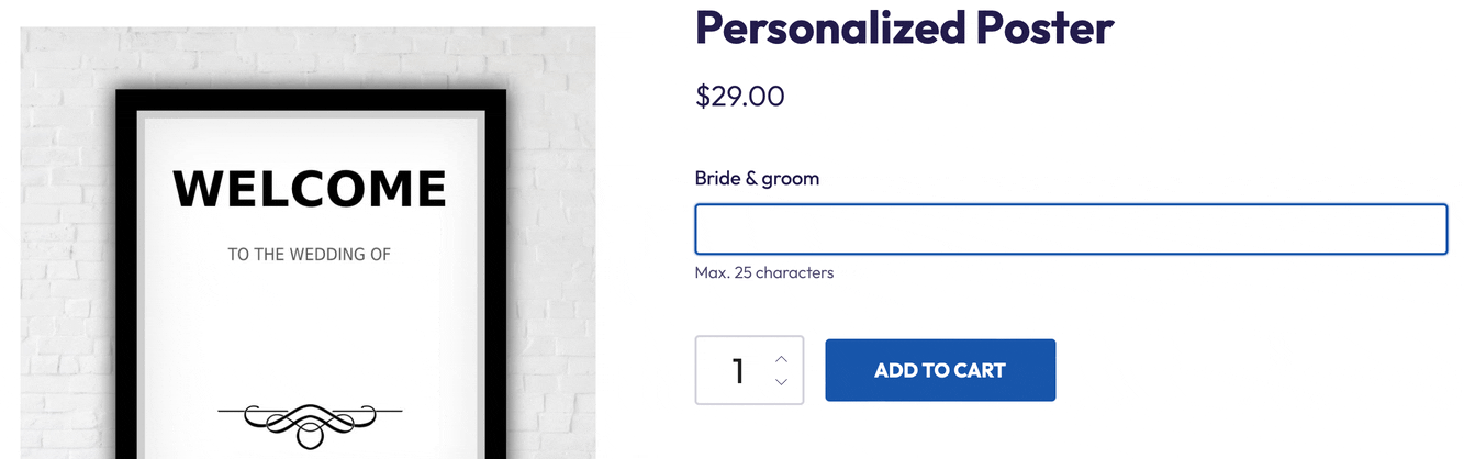 A custom poster product in WooCommerce with live preview