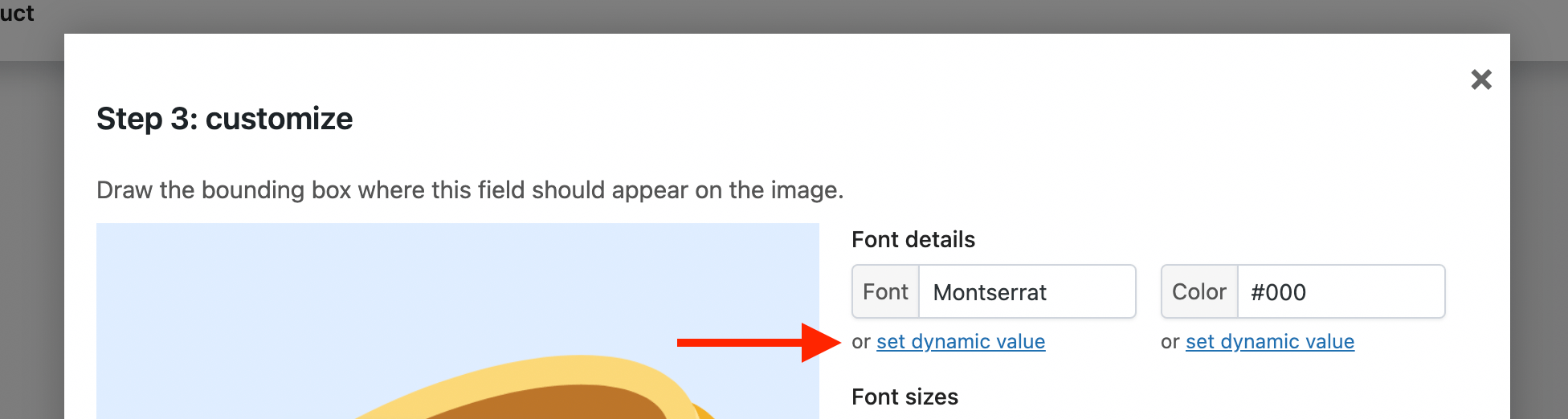 Click the Set Dynamic Value link