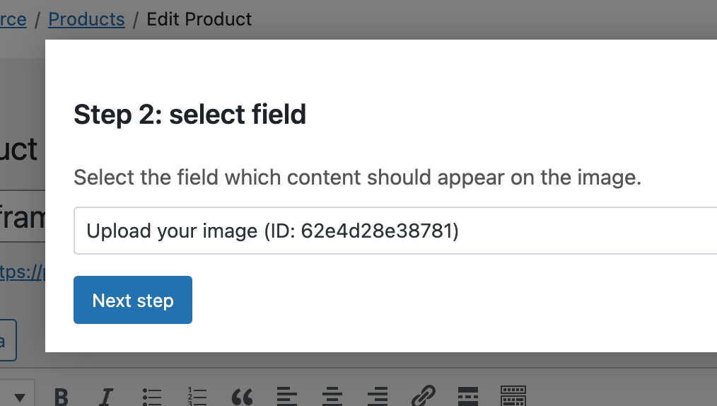 Step 2 of the Live Content Preview configuration in WooCommerce.