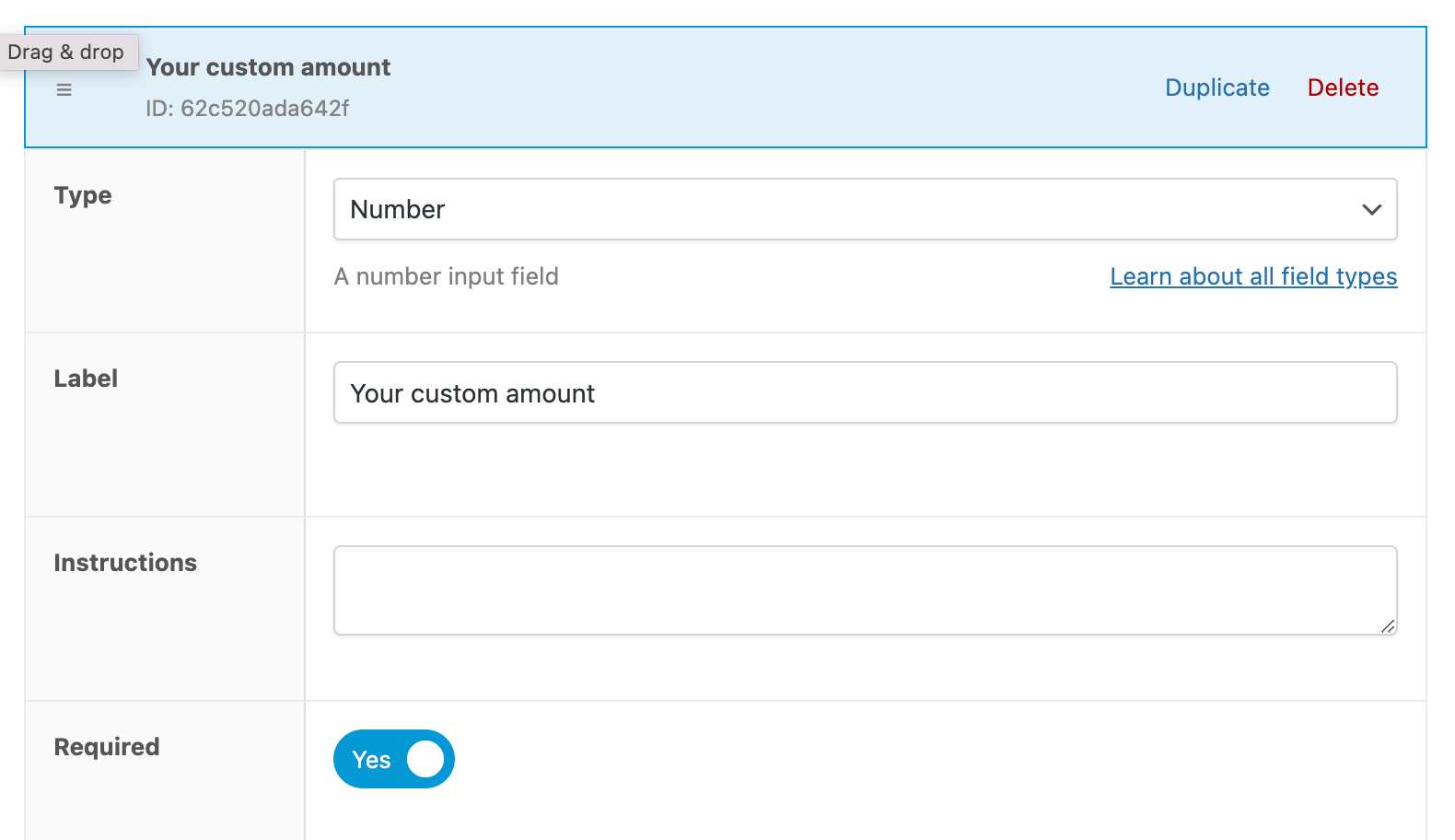 Settings for a custom donations input field in WooCommerce