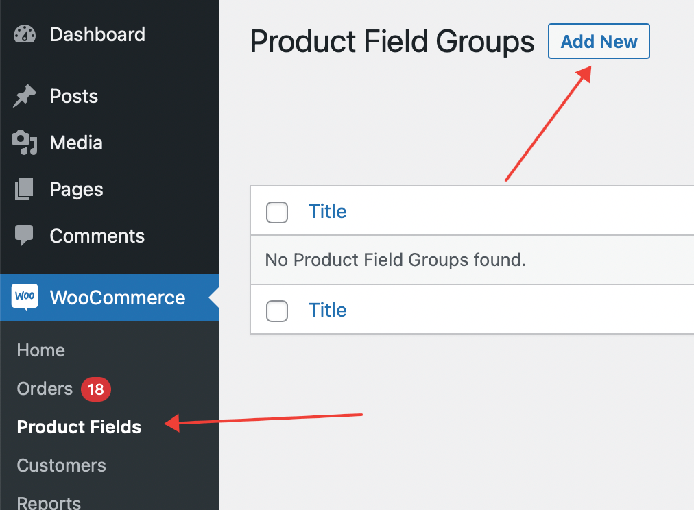 Create a new APF field group in the WordPress backend