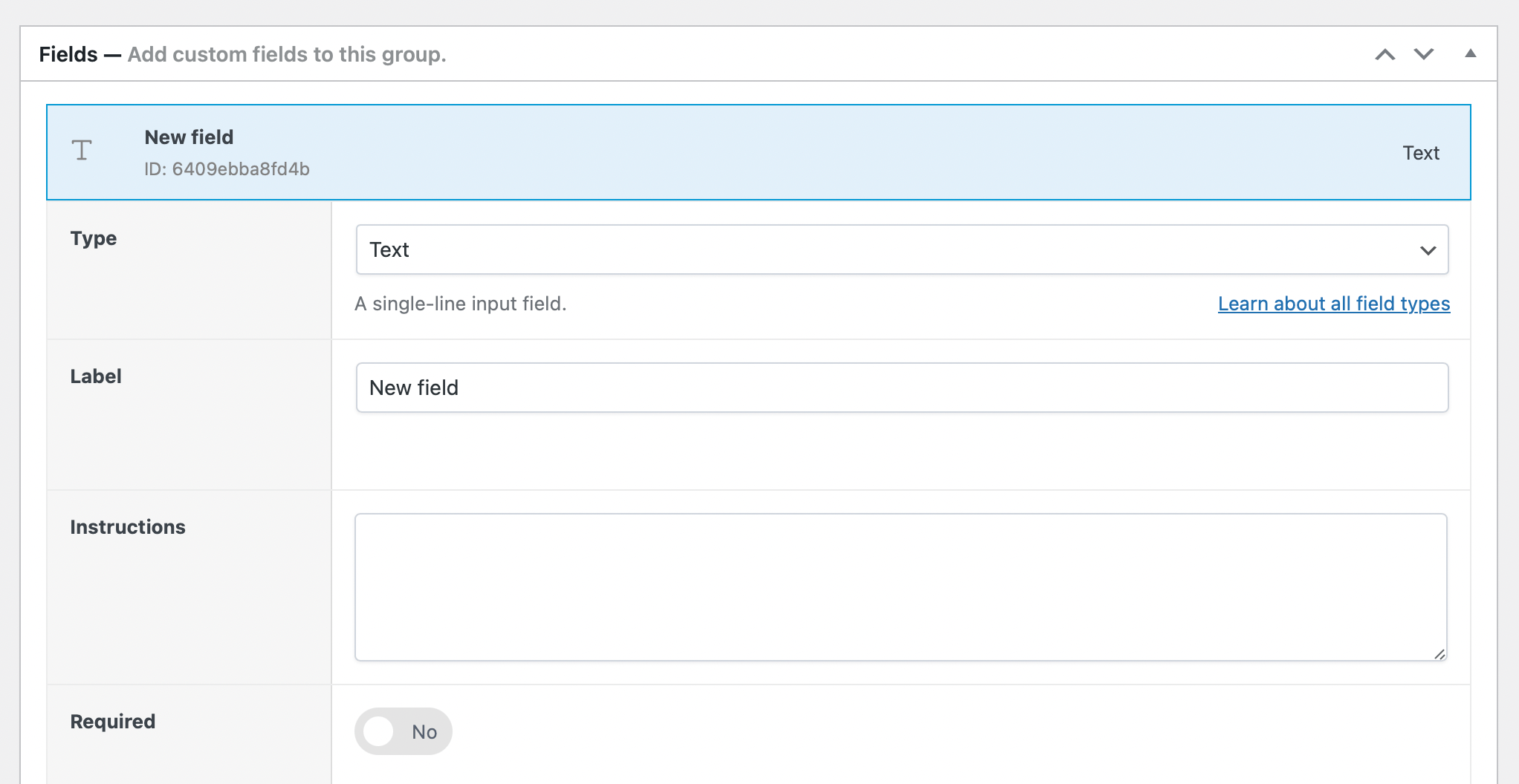 Field settings in APF