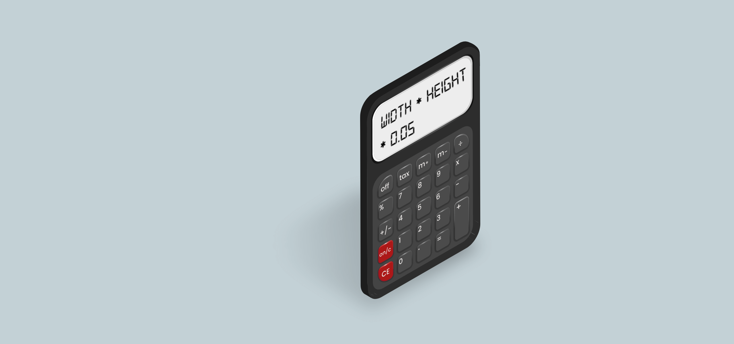 Illustration of a calculator with complex pricing formula on it
