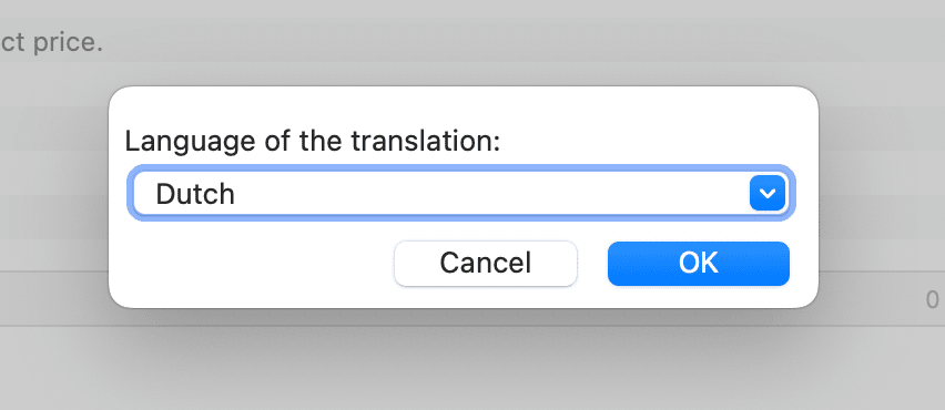 Select translation language in POEdit