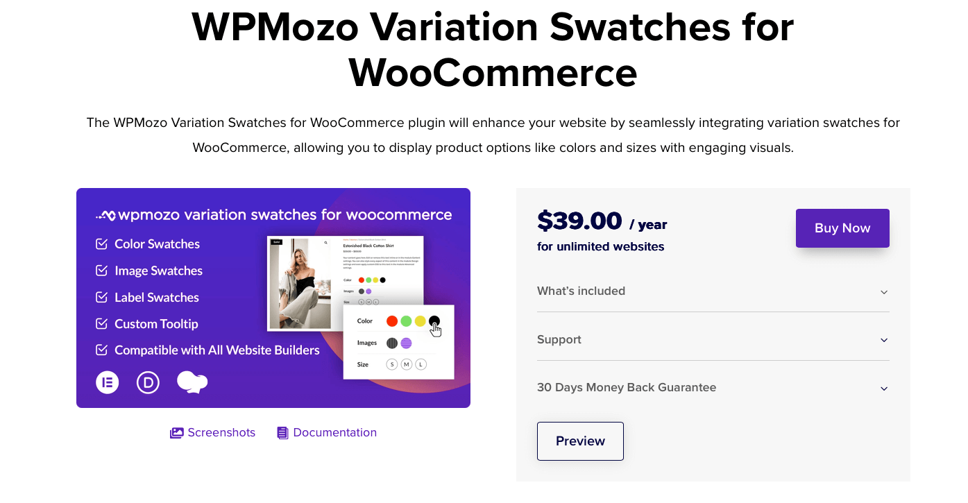 WPMozo Variation Swatches homepage