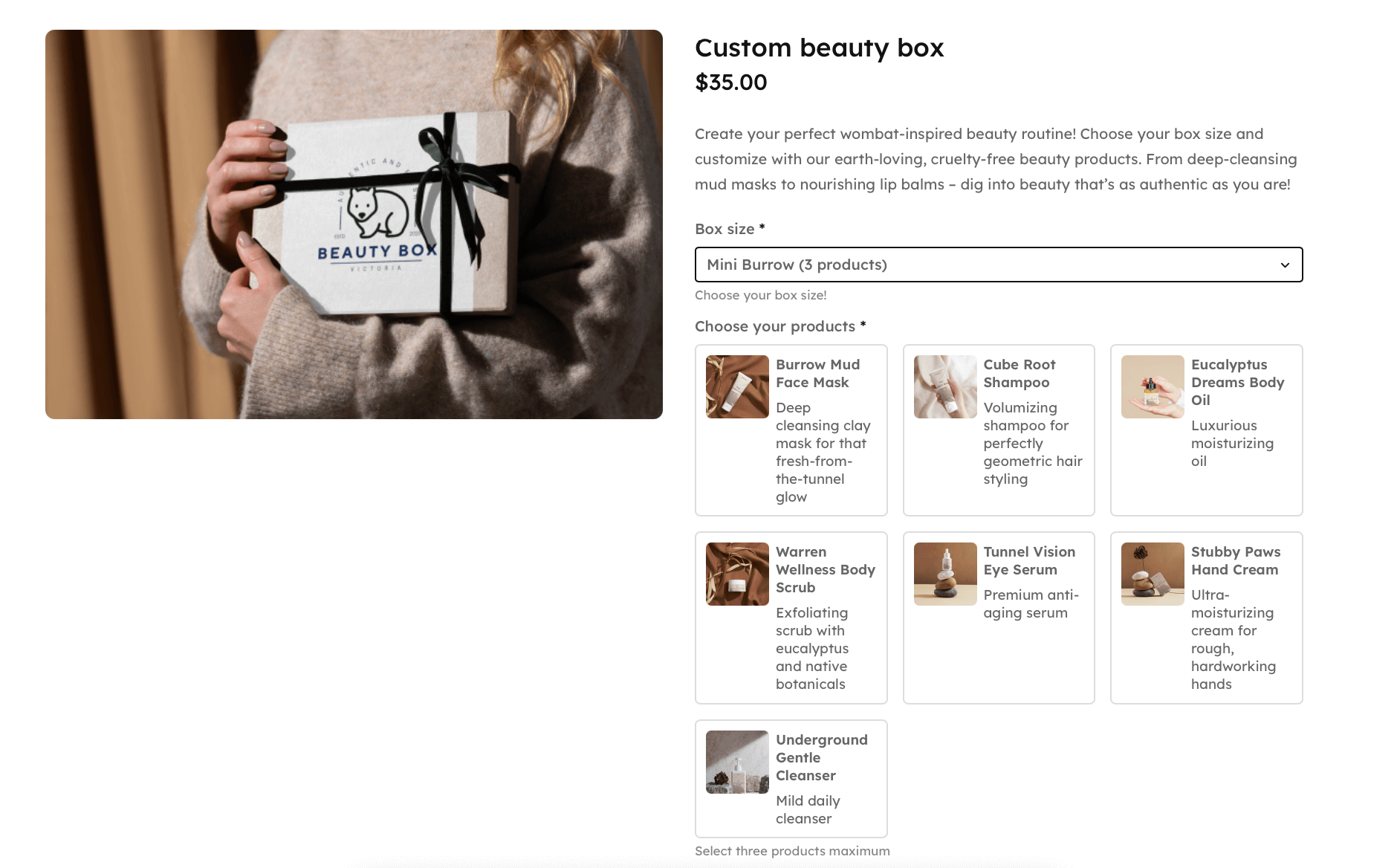 Example of a personalized beauty box product