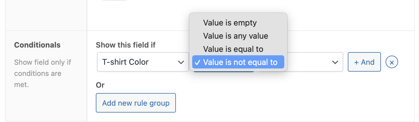 Conditional logic in APF