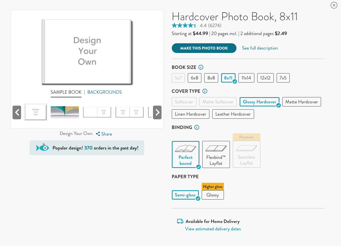 Snapfish photo book customizer