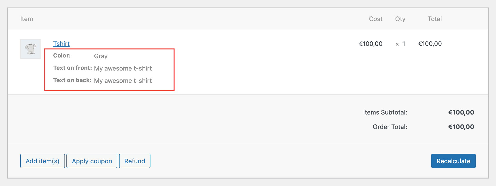 Extra order information on the WooCommerce order admin screen