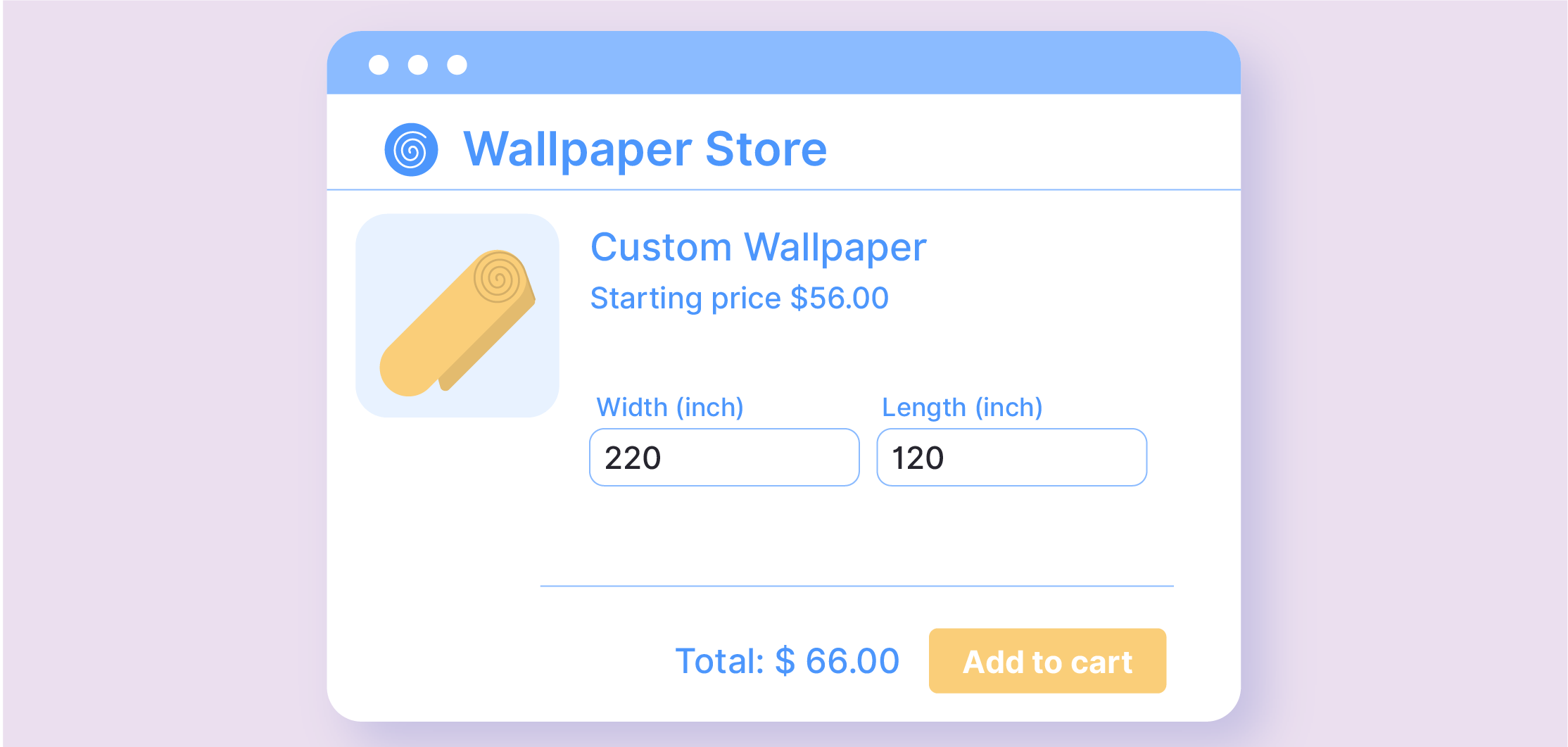 Example of a made-to-measure product in WooCommerce