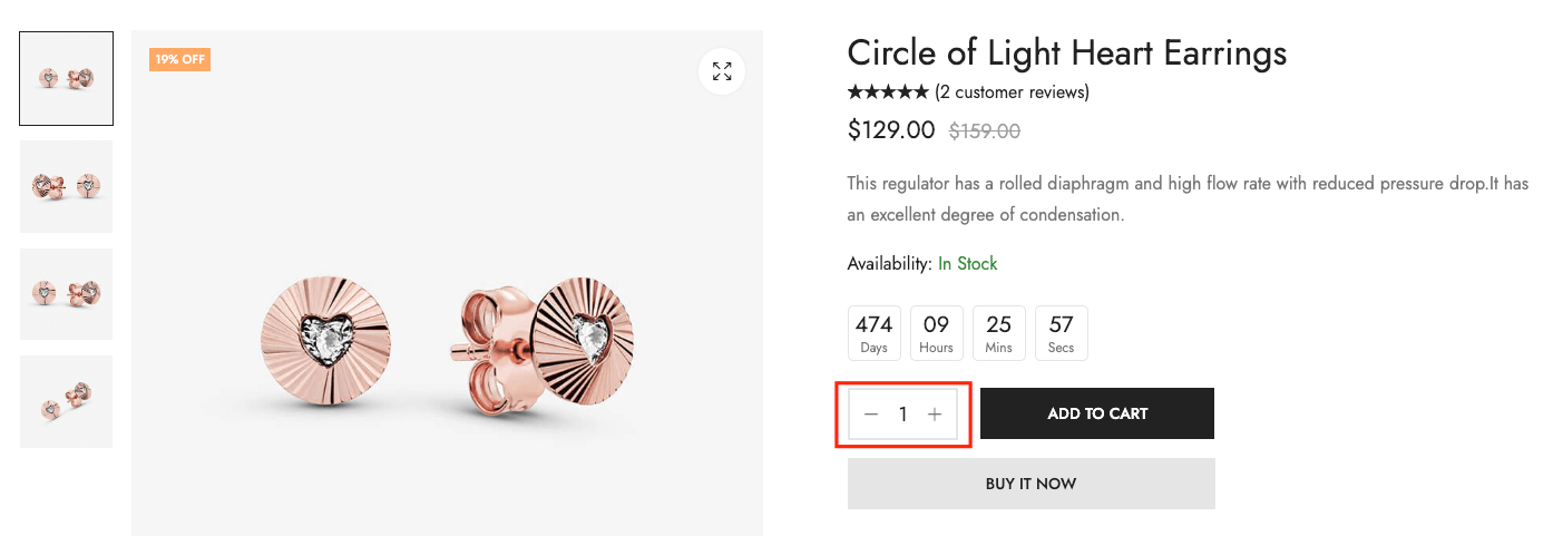 WordPress theme Alukas example of a plus/minus button