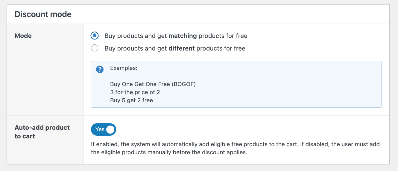 Choose option: Buy products and get matching products for free