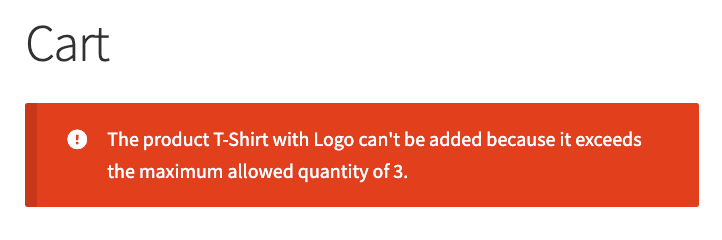 WooCommerce Quantity Discounts, Rules & Swatches exceeded quantity message at checkout