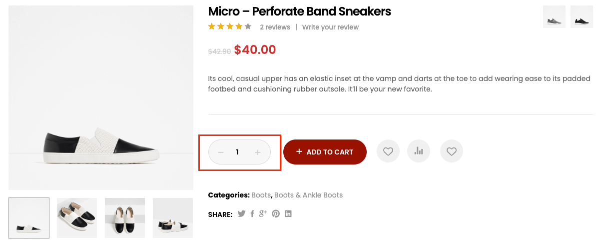 WordPress theme Mr. Bara example of a plus/minus button