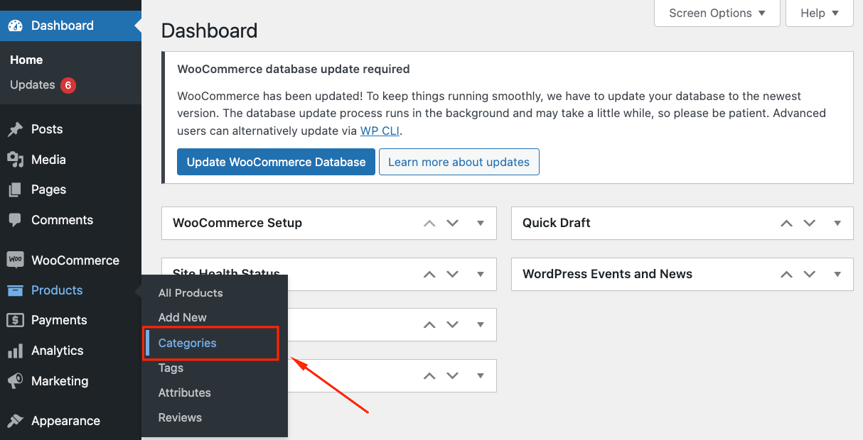 Product categories tab in WooCommerce