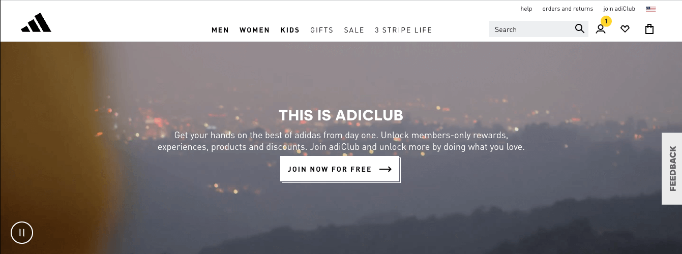 Adiclub homepage