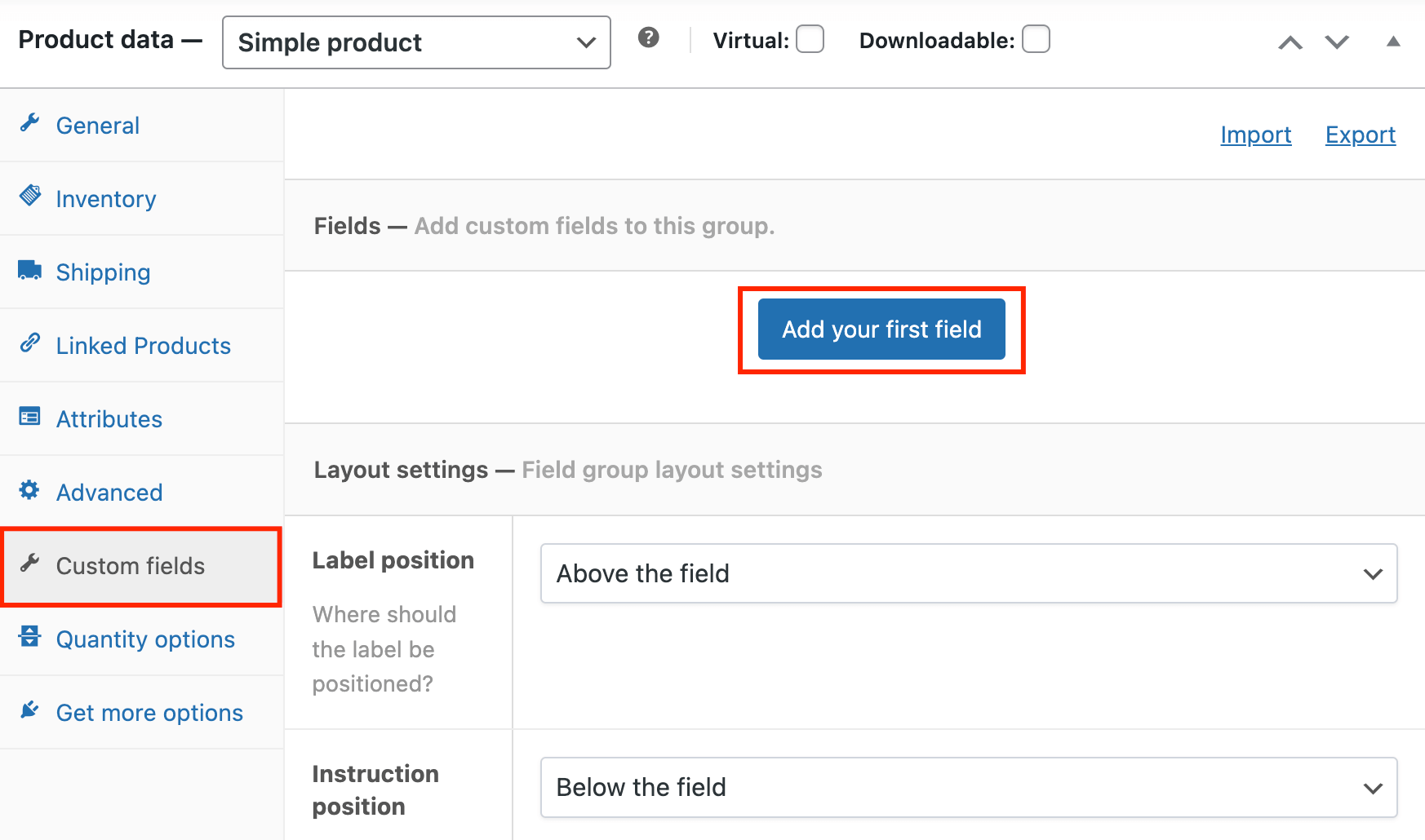 Adding a custom field to a simple product