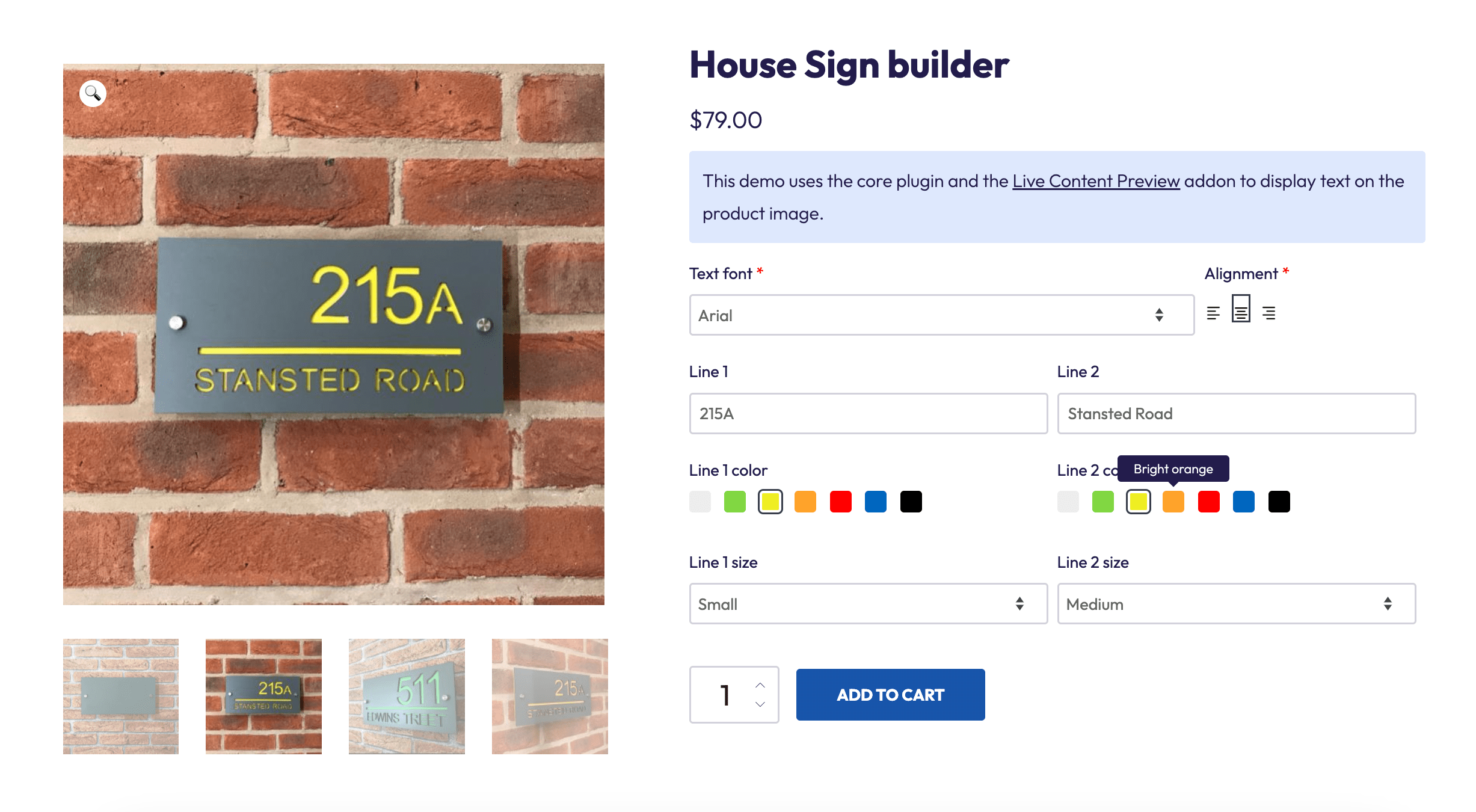 Example WooCommerce product with multiple custom fields