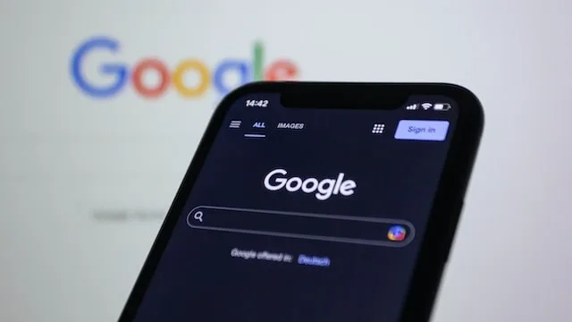 Google being used on a phone