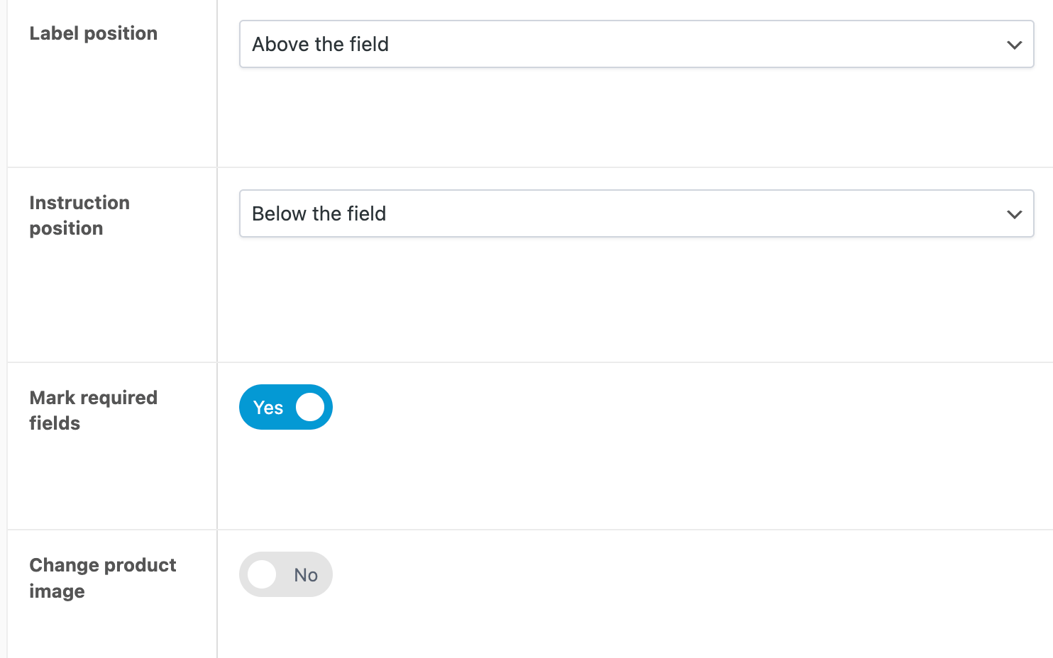 WooCommerce custom field layout settings