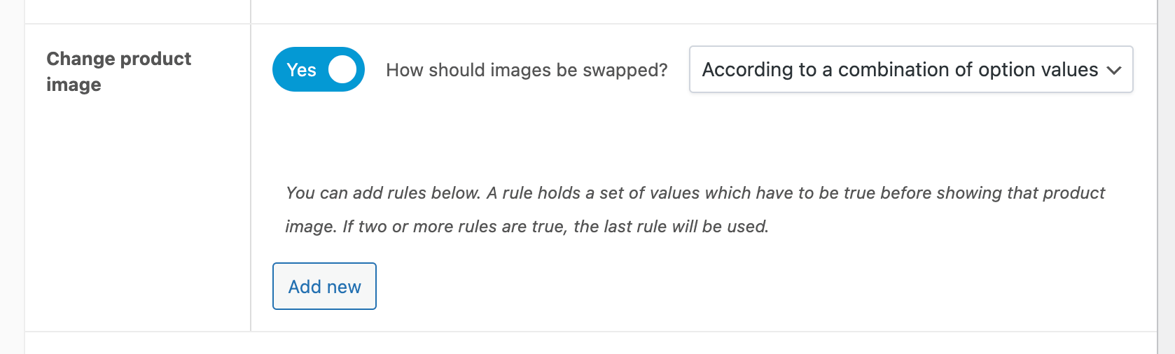 Change Product Image setting in APF