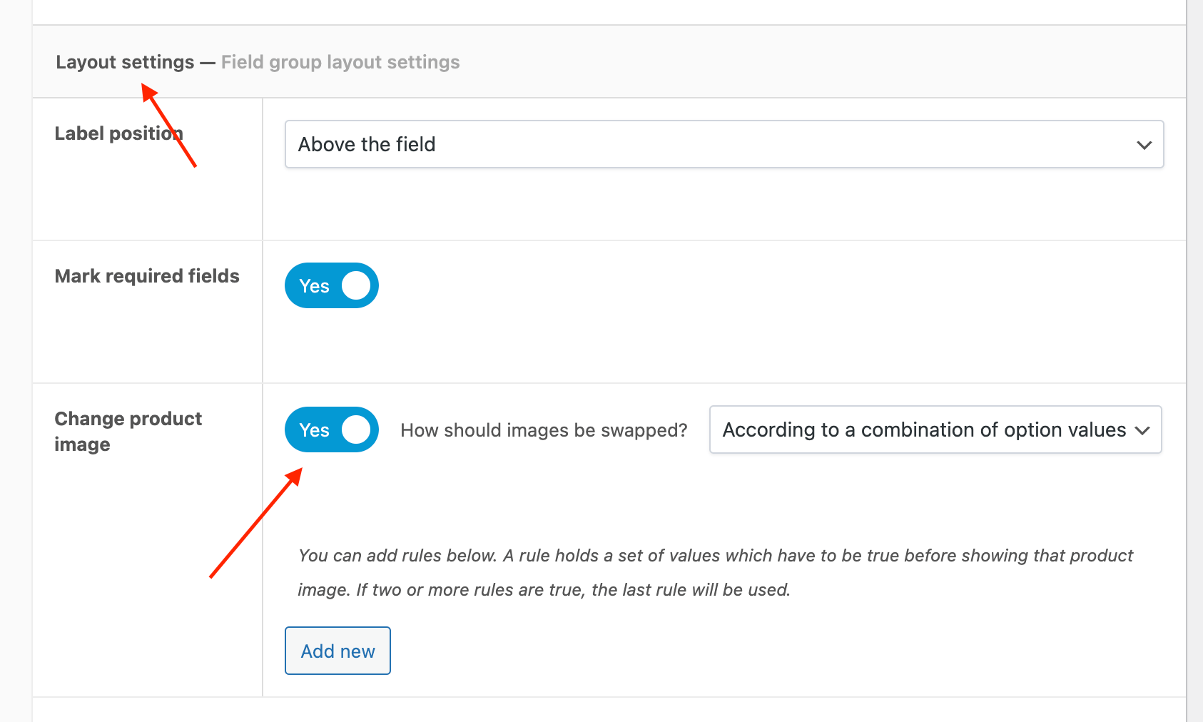 Change the product image setting in APF
