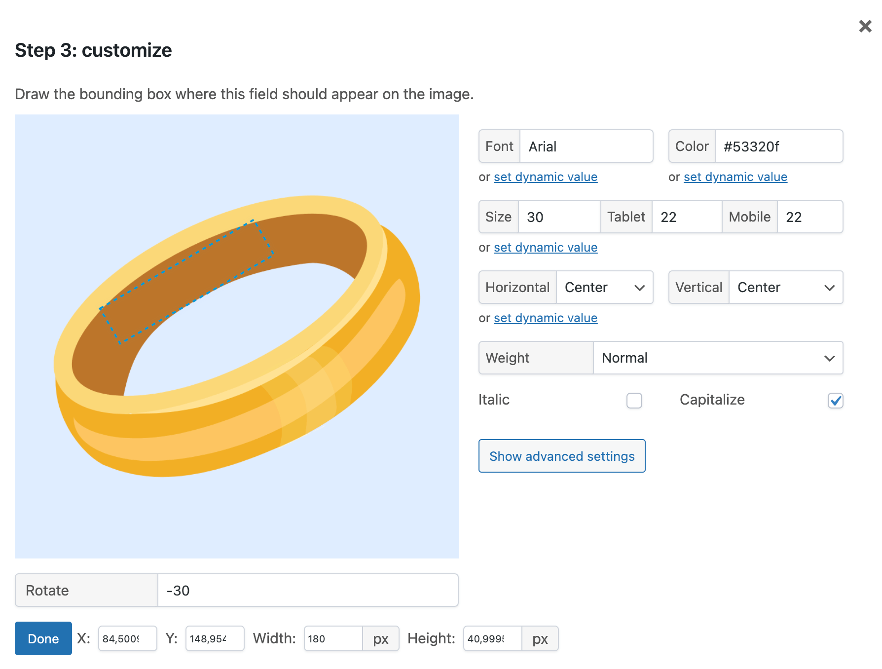 Live Content Preview settings in APF