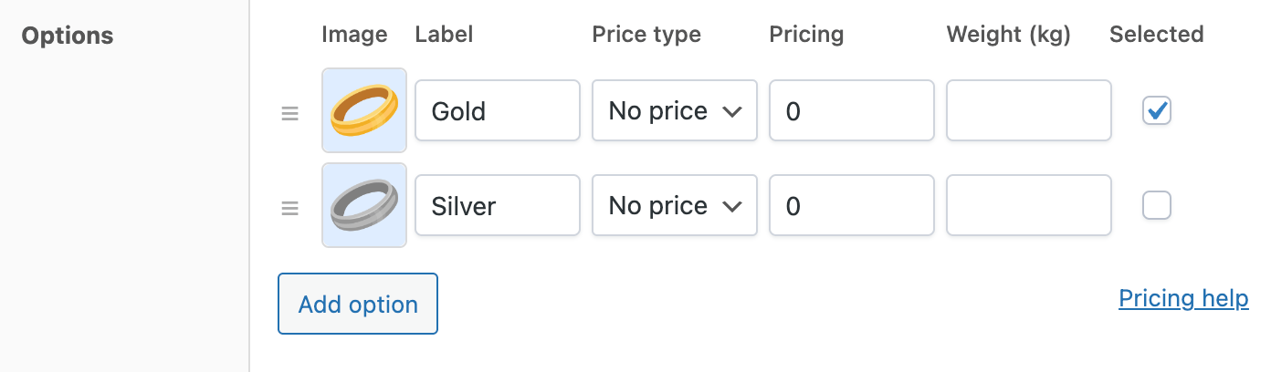 Image swatches field "options" setting
