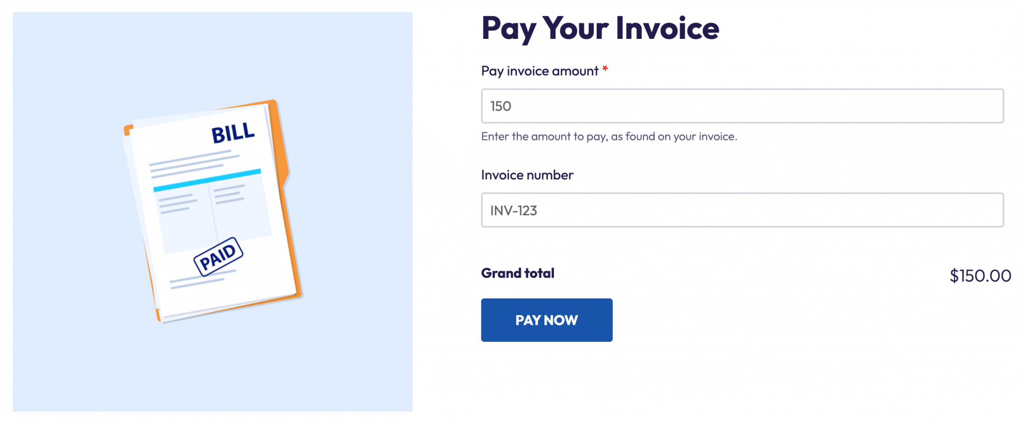Invoice payment page made with Advanced Product Fields for WooCommerce