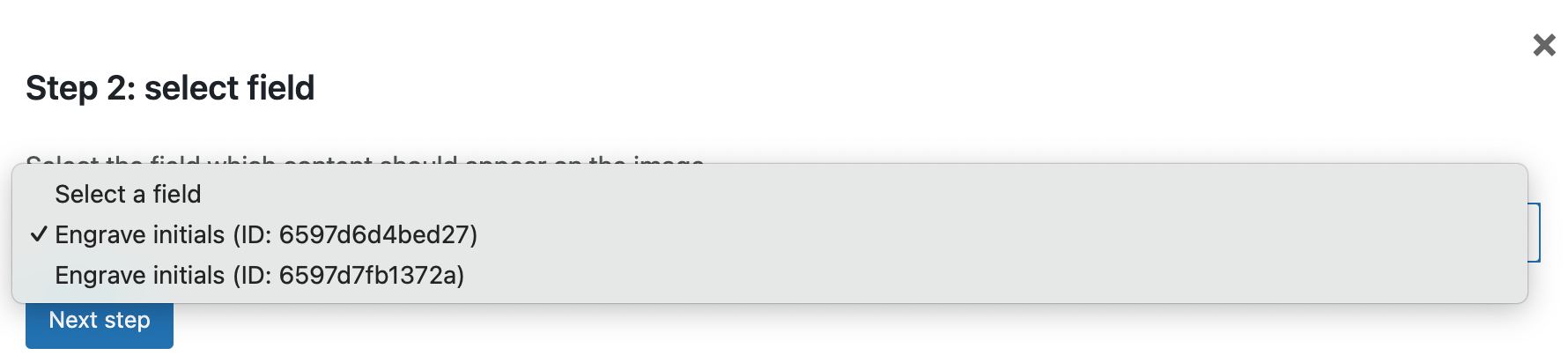 Select the field to add as a live preview
