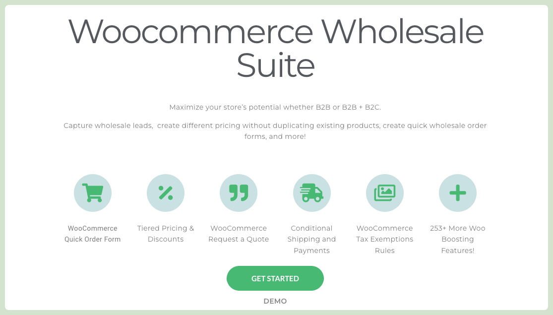 WooCommerce Wholesale Suite homepage