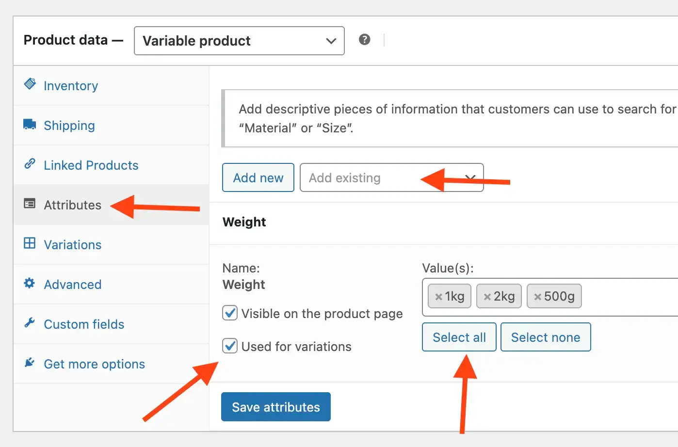 Add a weight attribute to a product in WooCommerce